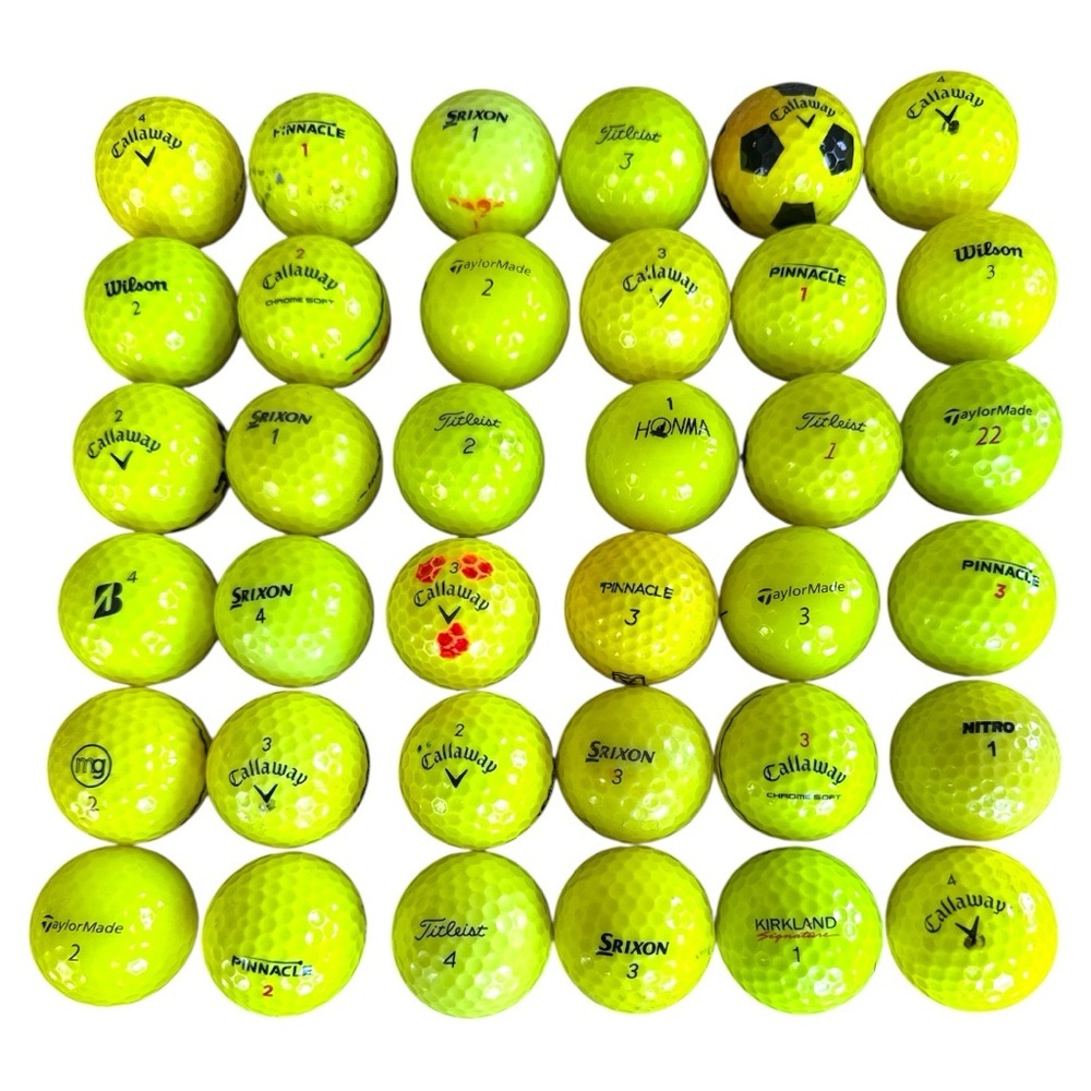 36 Mixed Brand Yellow Golf Balls - Used - Callaway, Titleist, Srixon etc